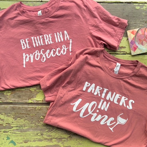 Bella Canvas Tops - 🍷 Wine Date Set 🍷 Two Cute T’s Dusty Rose Size M